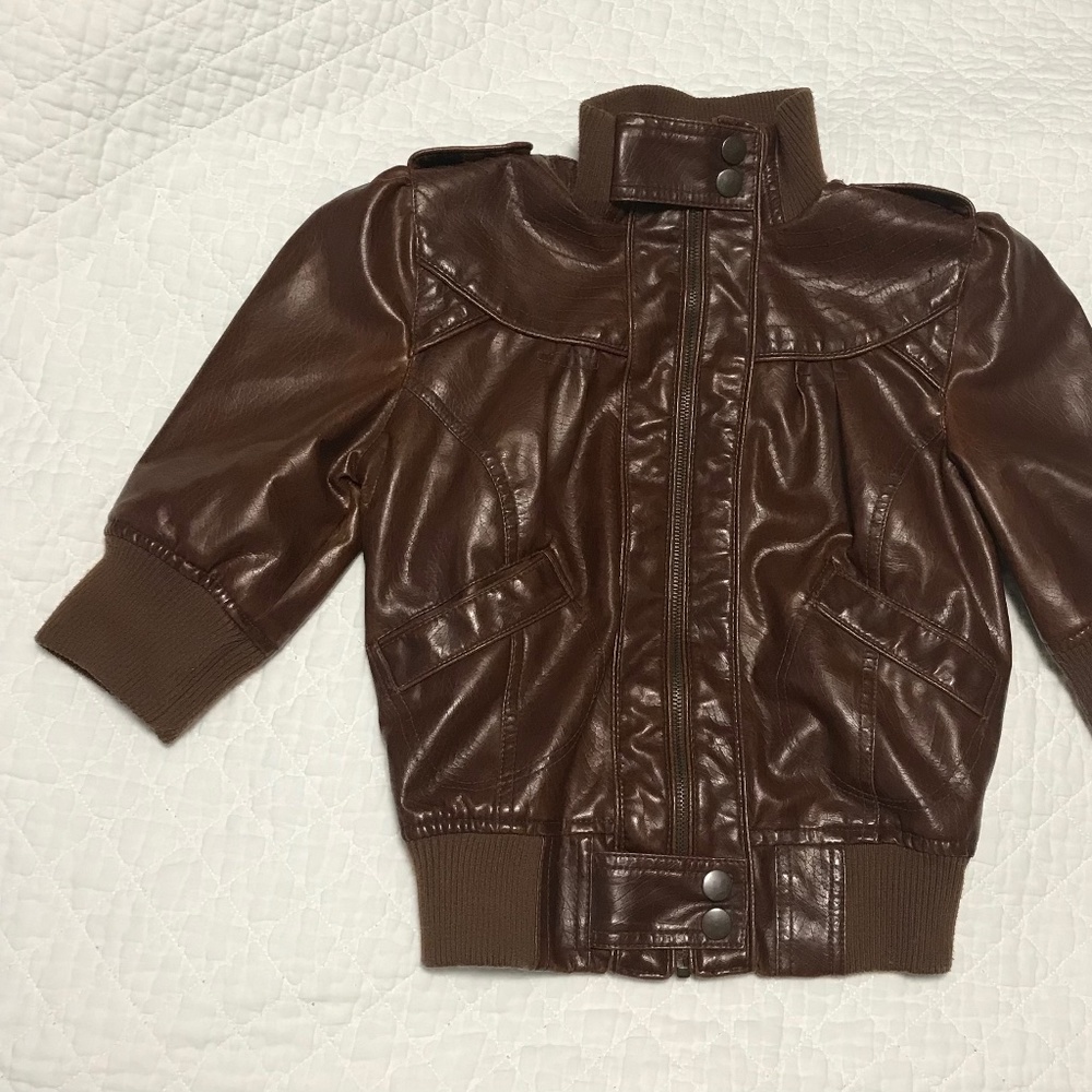 Wet Seal Faux Leather Jacket Cropped